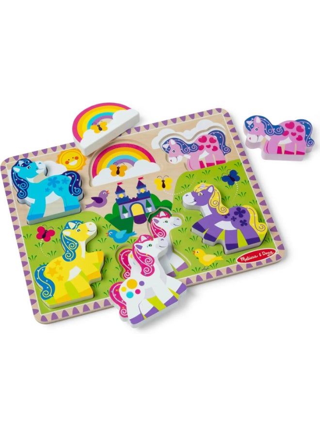 Melissa & Doug لعبة بازل خشبية سميكة على شكل يونيكورن من ميليسا ودوج (6 قطع) - Image 2